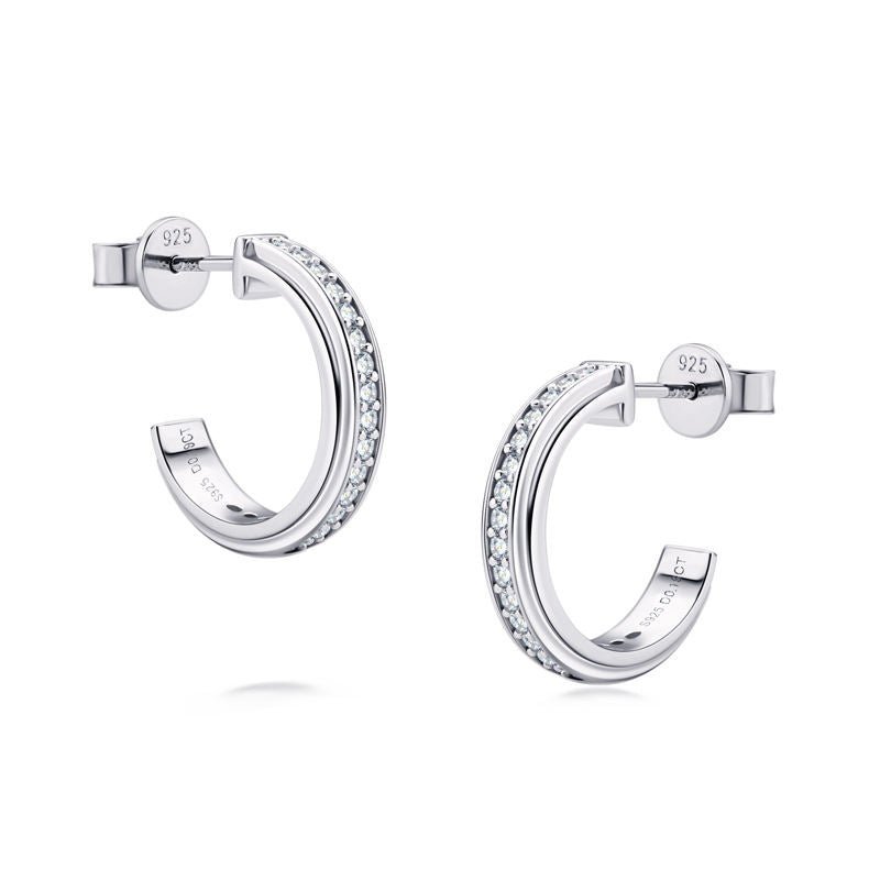 Aurelia 925 Sterling Silver Moissanite Hook Earrings - Voisson