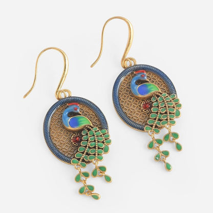 Aurelian Peacock Drop Earrings - Voisson