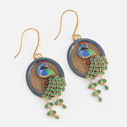 Aurelian Peacock Drop Earrings - Voisson