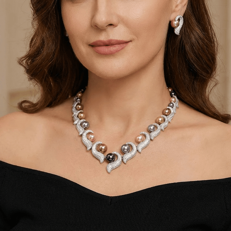 Aurora Pearl Wave Necklace - Voisson