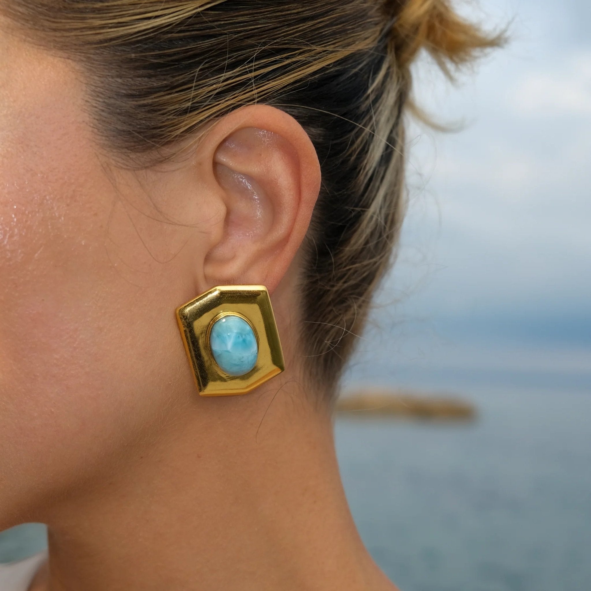 Azur SS Sea Stone Earrings - Voisson