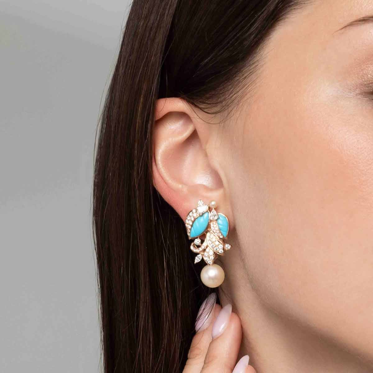 Azure Fleur Pearl Earrings - Voisson