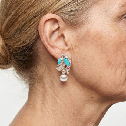 Azure Fleur Pearl Earrings - Voisson