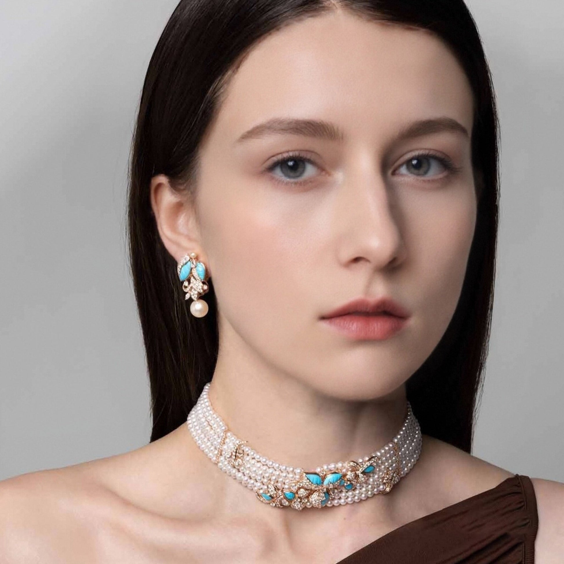 Azure Fleur Pearl Earrings - Voisson