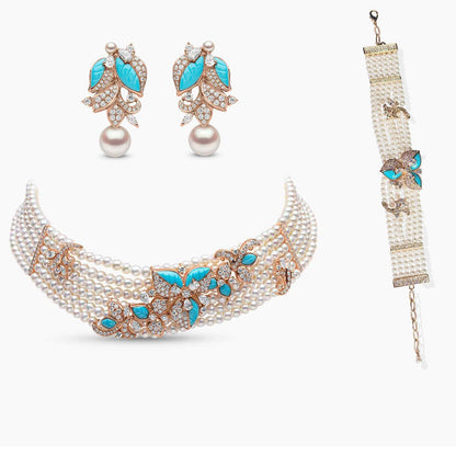 Azure Fleur Pearl Earrings - Voisson