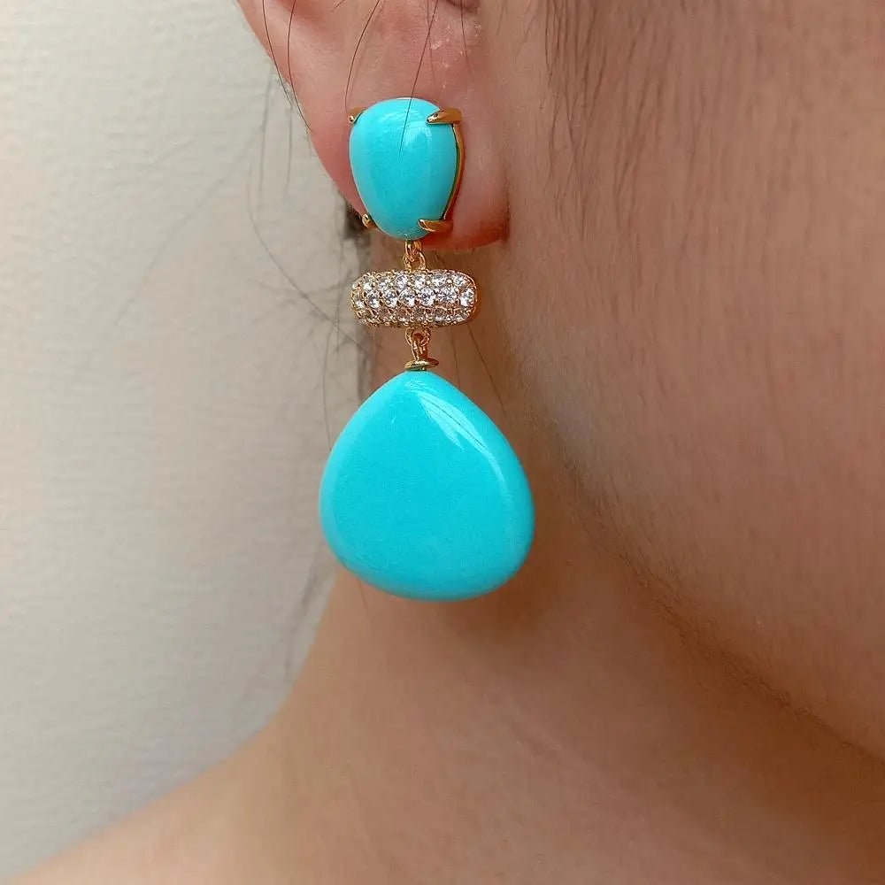 Azure Glow Drop Earrings - Voisson