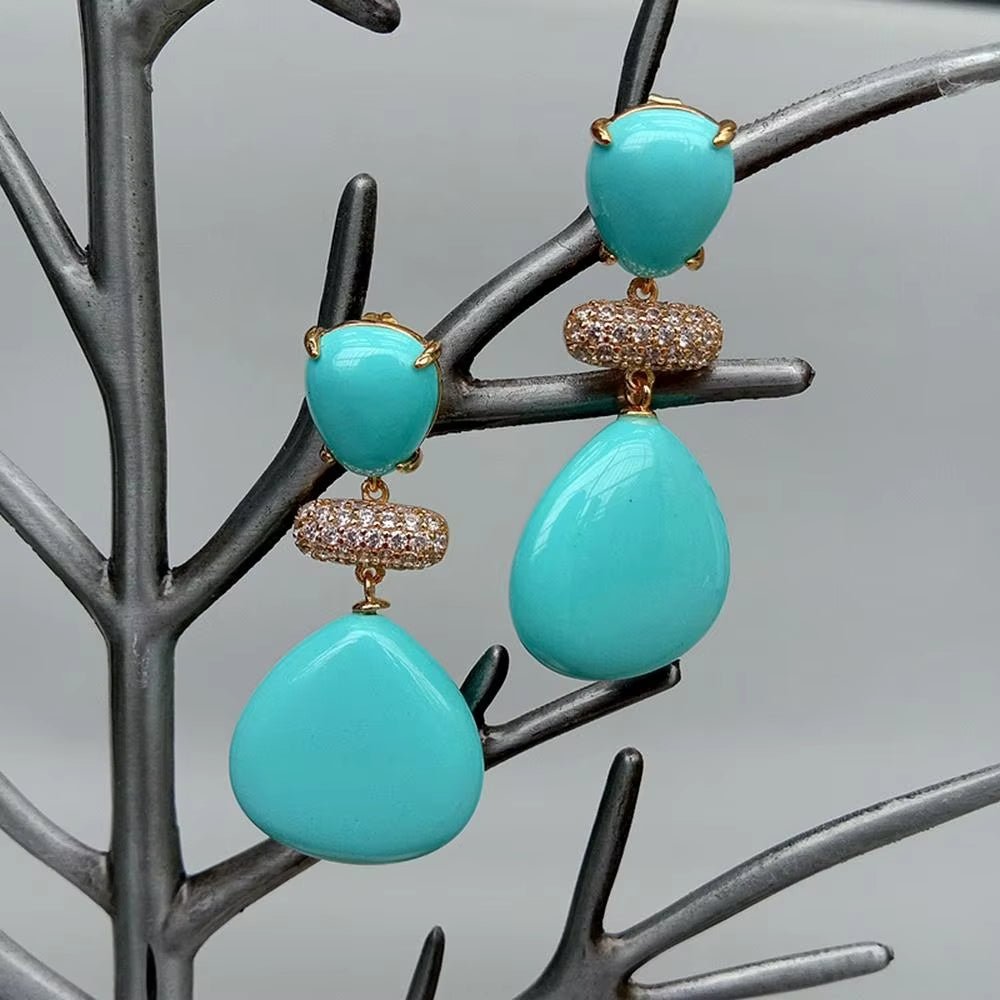 Azure Glow Drop Earrings - Voisson