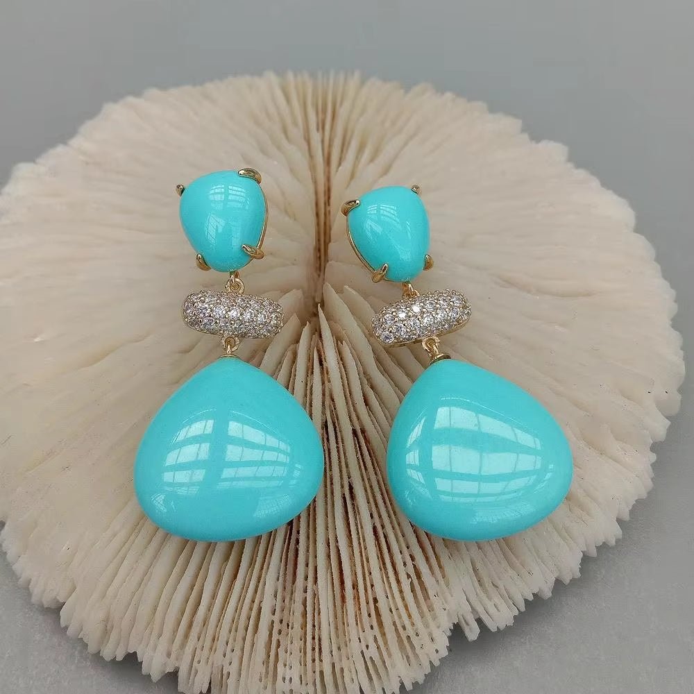 Azure Glow Drop Earrings - Voisson