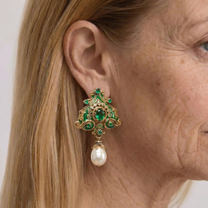 Baroque Crest Pearl Earrings - Voisson