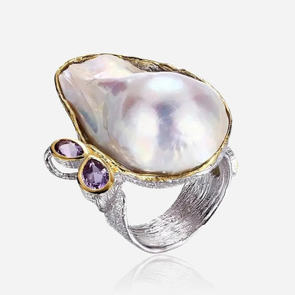 Baroque Pearl 925 Silver Ring - Voisson