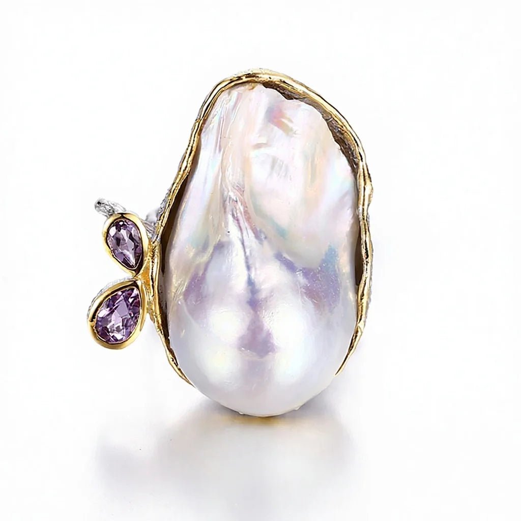 Baroque Pearl 925 Silver Ring - Voisson