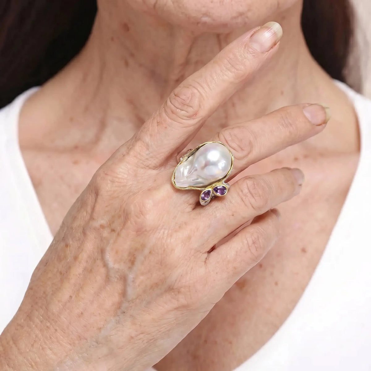 Baroque Pearl 925 Silver Ring - Voisson