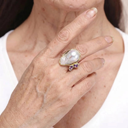 Baroque Pearl 925 Silver Ring - Voisson