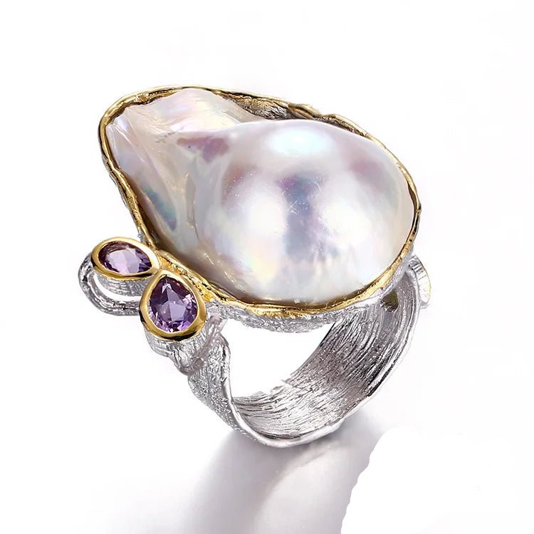 Baroque Pearl 925 Silver Ring - Voisson