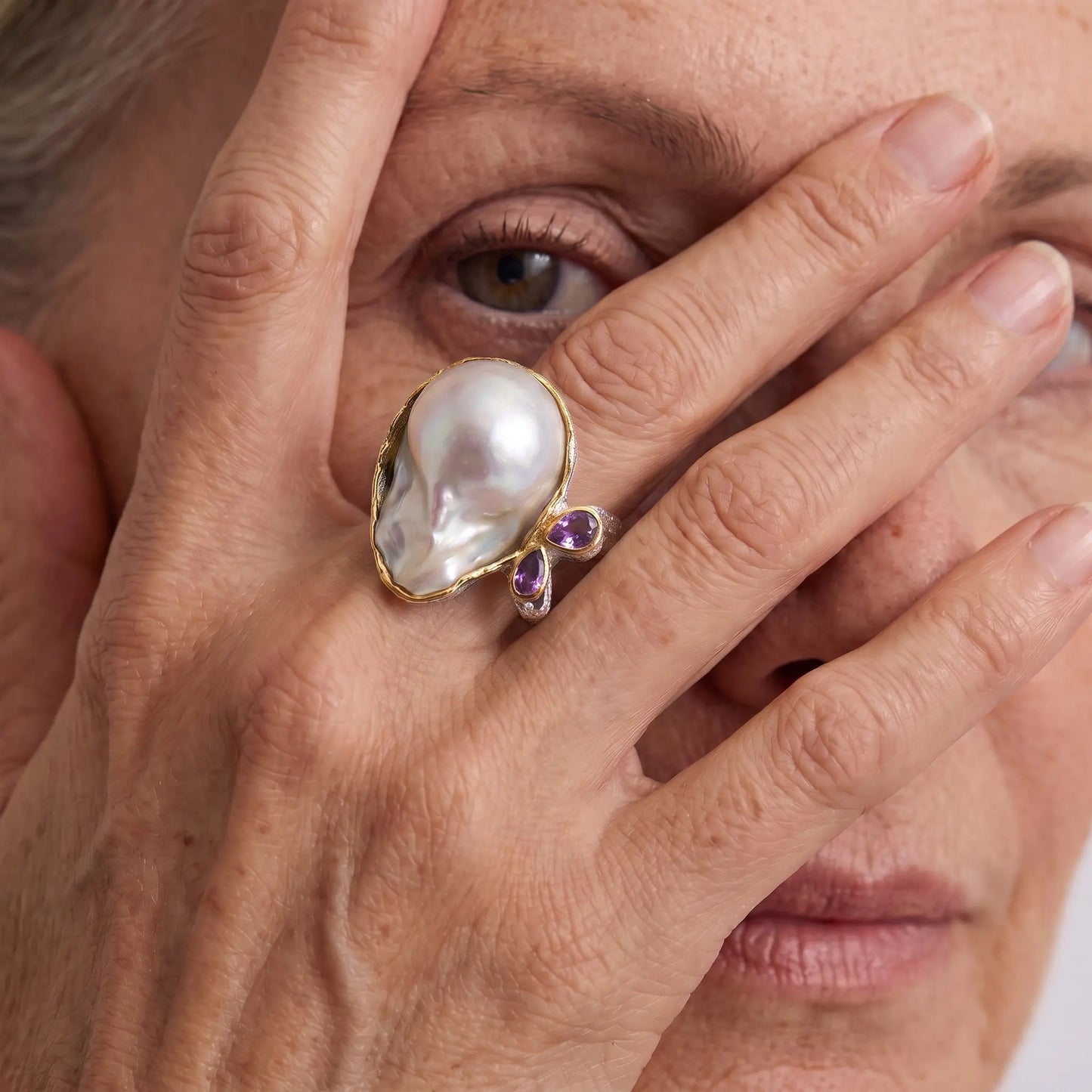 Baroque Pearl 925 Silver Ring - Voisson