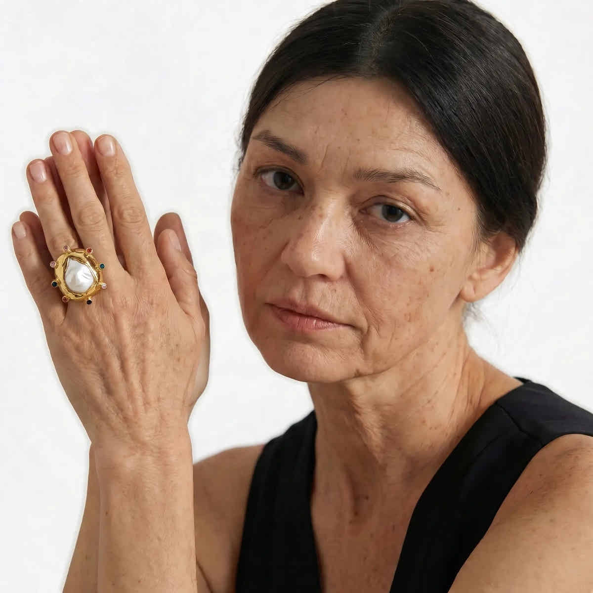 Baroque Pearl Halo Ring - Voisson
