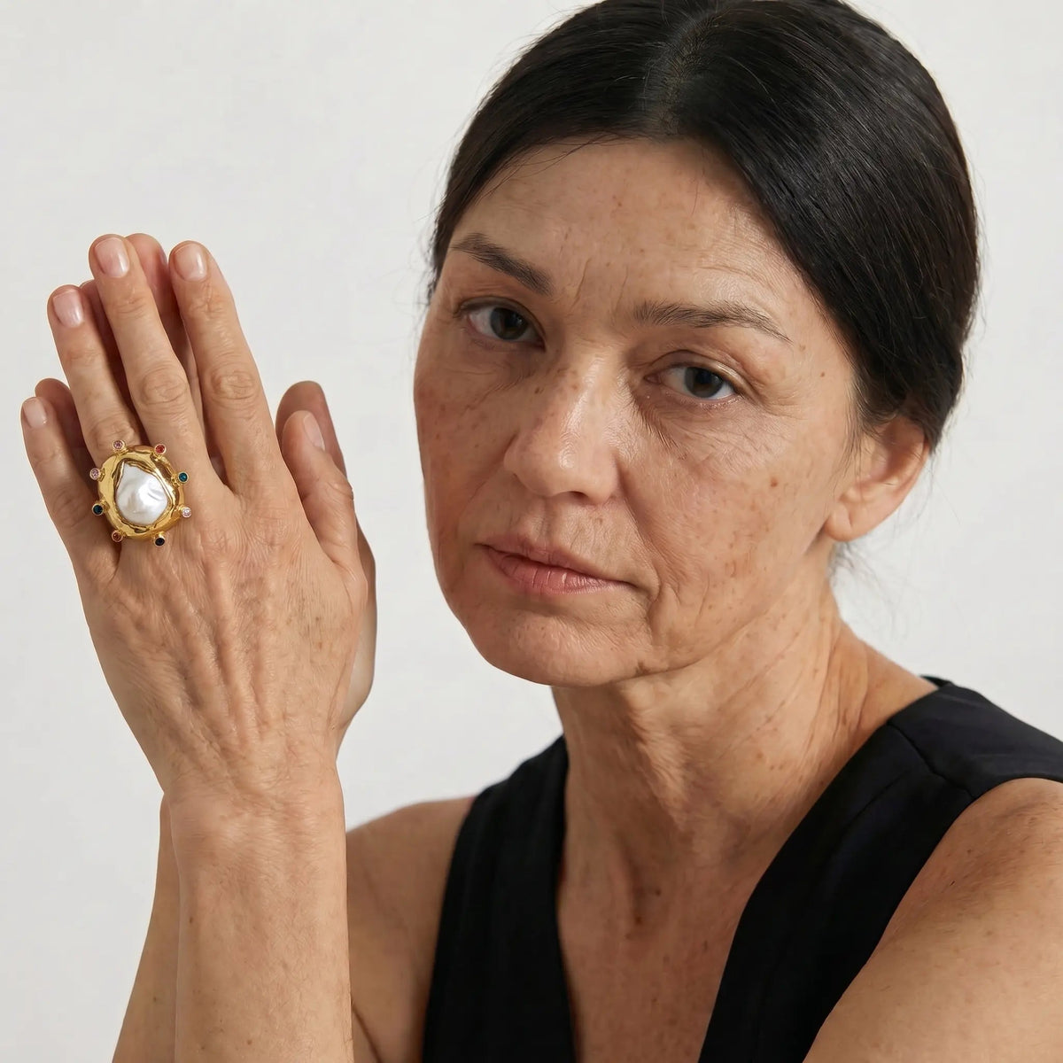 Baroque Pearl Halo Ring - Voisson