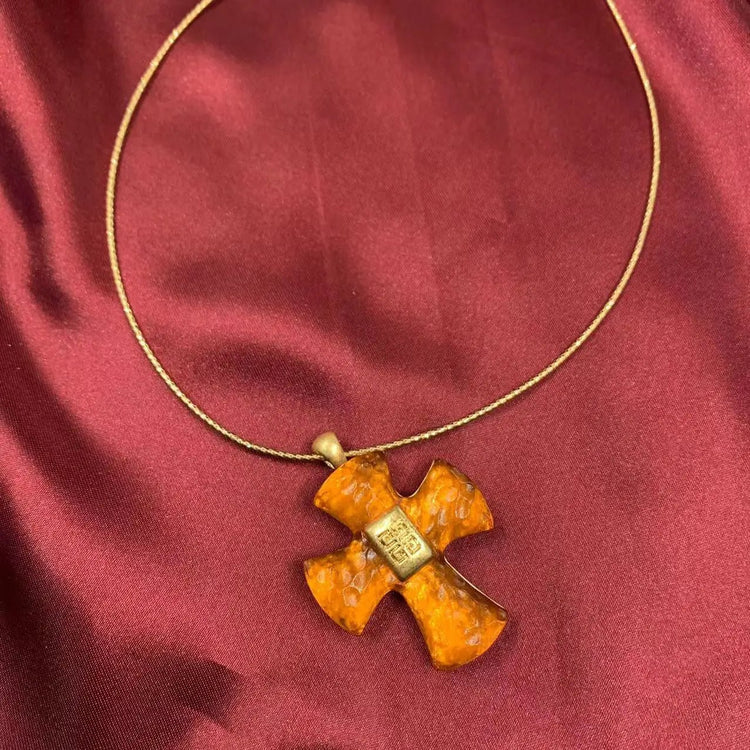 Bavaria Glass Vintage Cross Necklace - Voisson