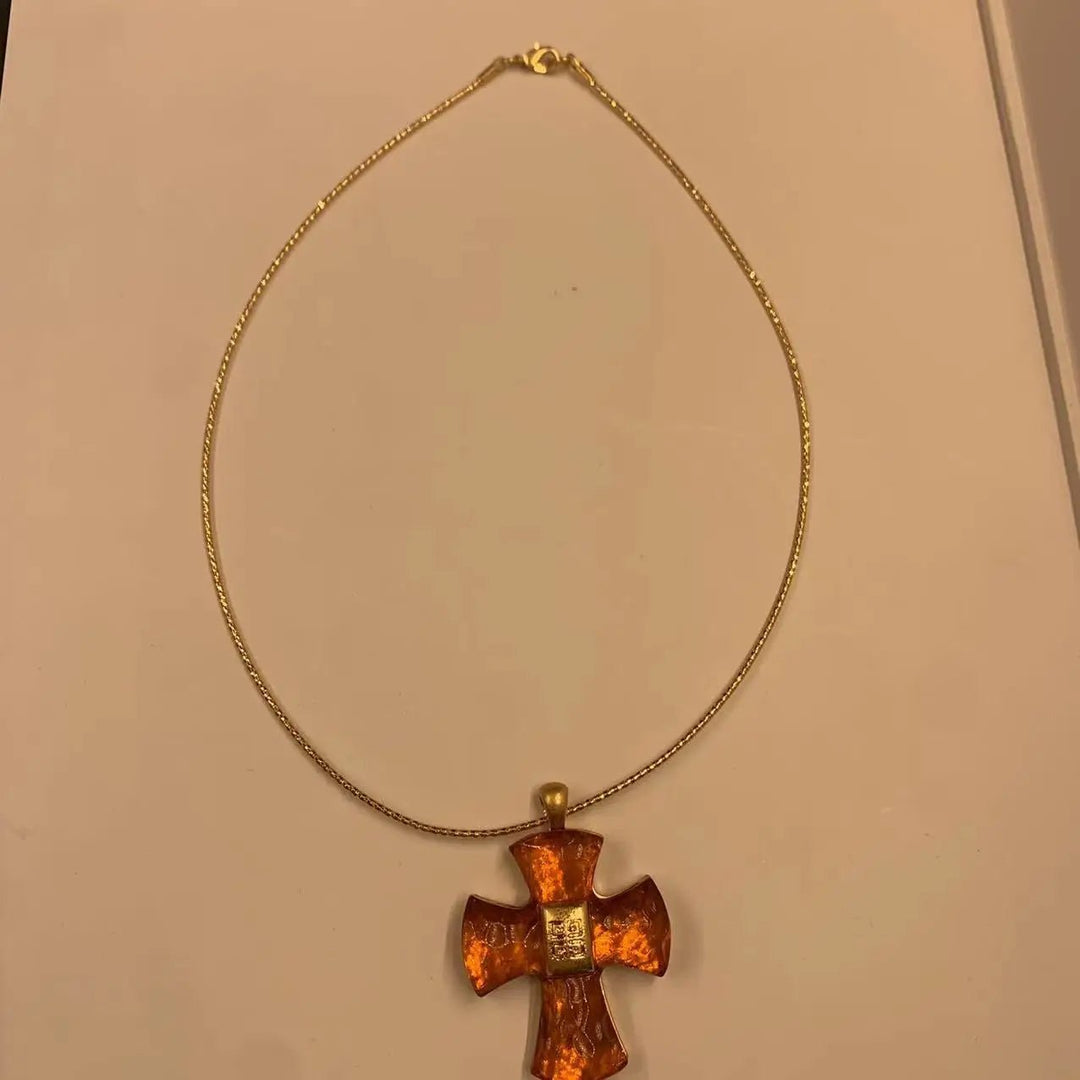 Bavaria Glass Vintage Cross Necklace - Voisson