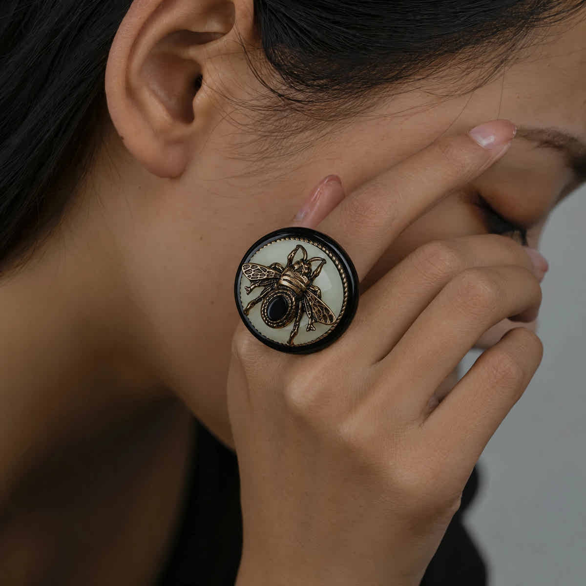 BeeQueen Vintage Natural Agate Ring - Voisson