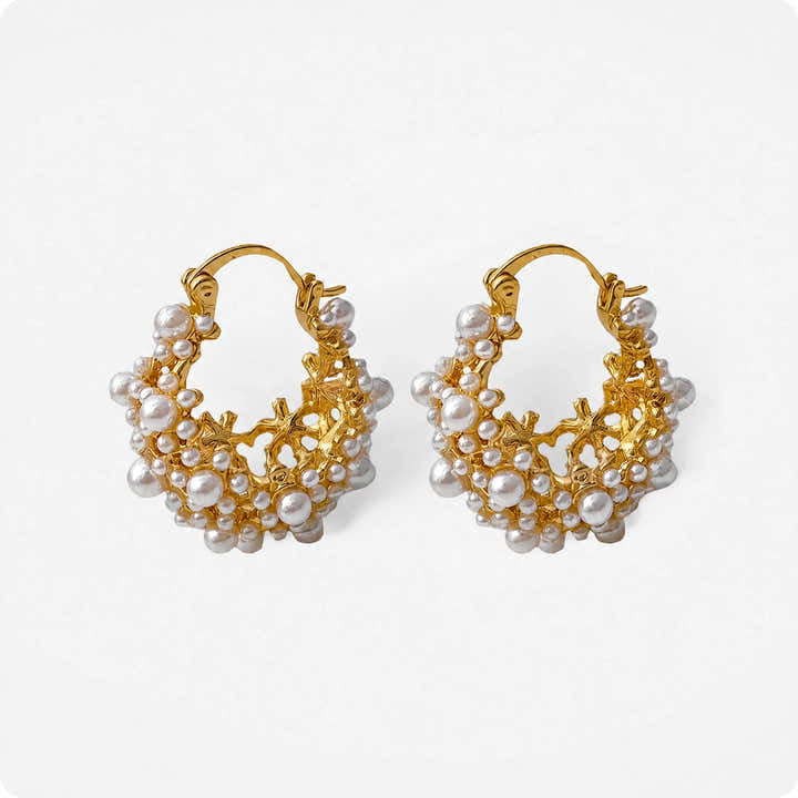 BizarreBloom Pearl Flower Earrings - Voisson
