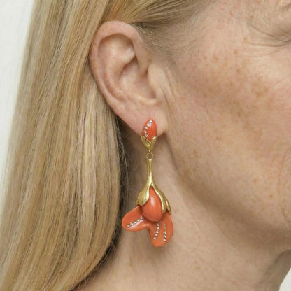Blooming Magnolia Retro Flower Earrings - Voisson