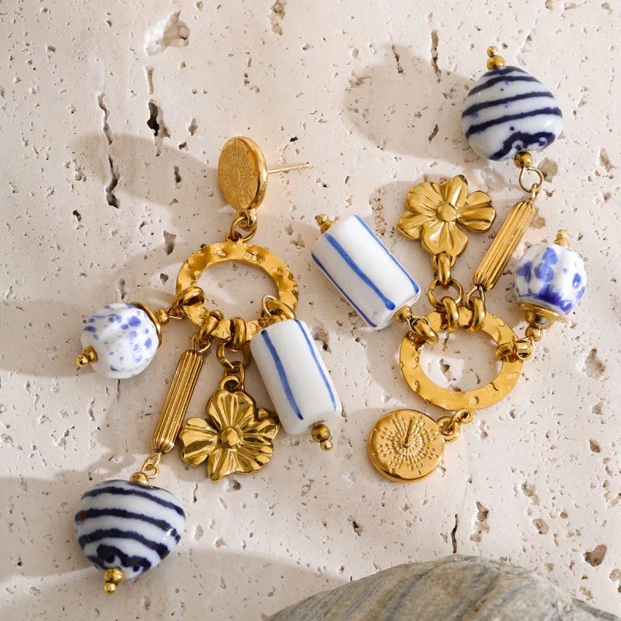 Blue Bloom Talisman Earrings - Voisson