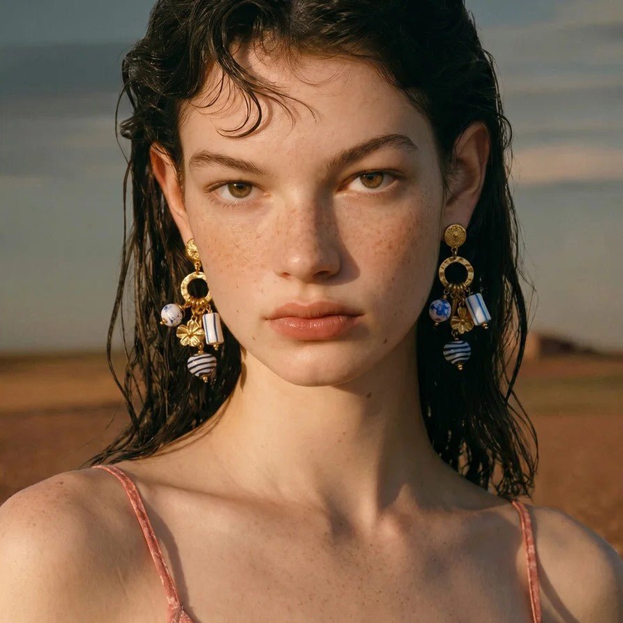 Blue Bloom Talisman Earrings - Voisson