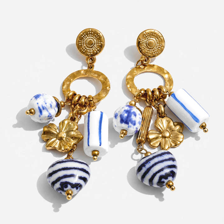 Blue Bloom Talisman Earrings - Voisson