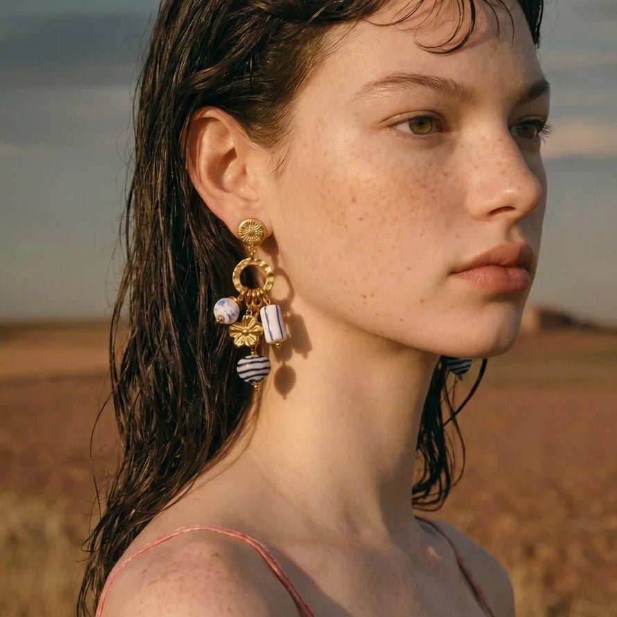 Blue Bloom Talisman Earrings - Voisson
