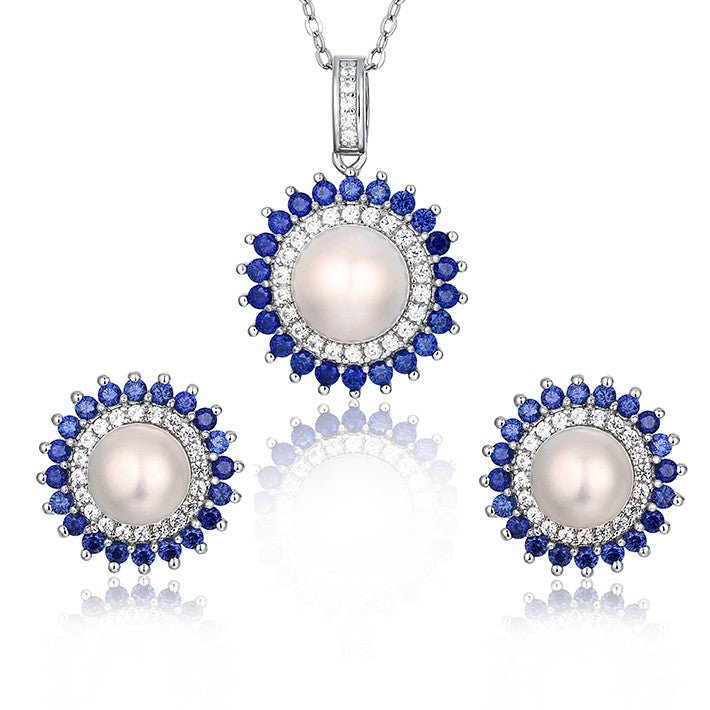 Blue Orbit Pearl Earrings - Voisson