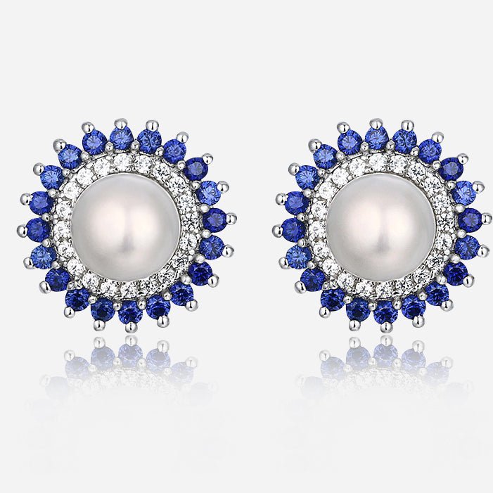 Blue Orbit Pearl Earrings - Voisson