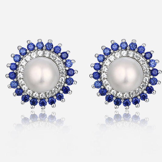Blue Orbit Pearl Earrings - Voisson