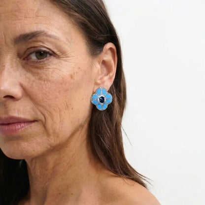 Blue Petal Stud Earrings - Voisson