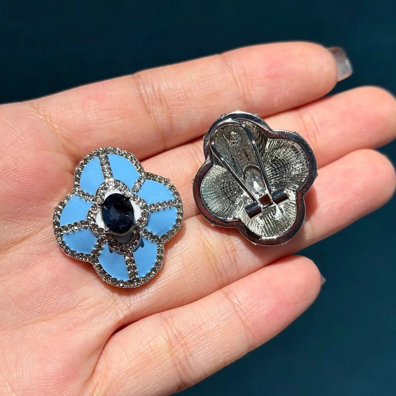 Blue Petal Stud Earrings - Voisson