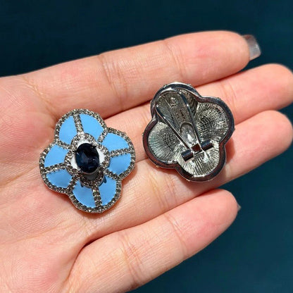 Blue Petal Stud Earrings - Voisson