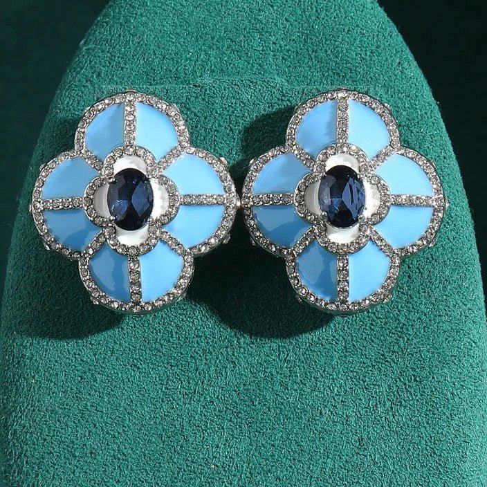 Blue Petal Stud Earrings - Voisson
