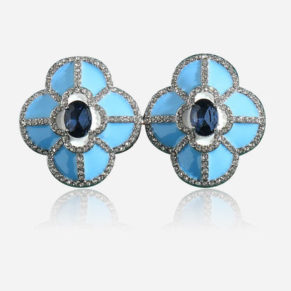 Blue Petal Stud Earrings - Voisson