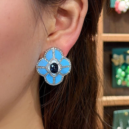 Blue Petal Stud Earrings - Voisson