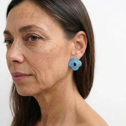 Blue Petal Stud Earrings - Voisson
