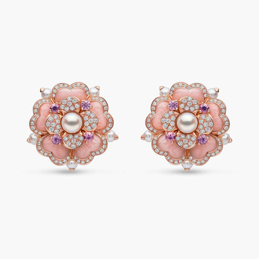 Blush Bloom Pearl Earrings - Voisson