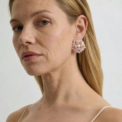 Blush Bloom Pearl Earrings - Voisson