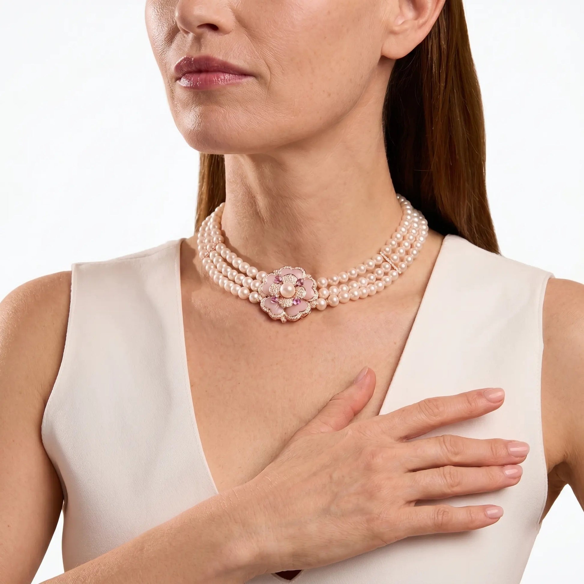 Blush Bloom Pearl Necklace - Voisson