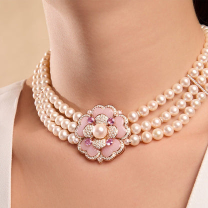 Blush Bloom Pearl Necklace - Voisson