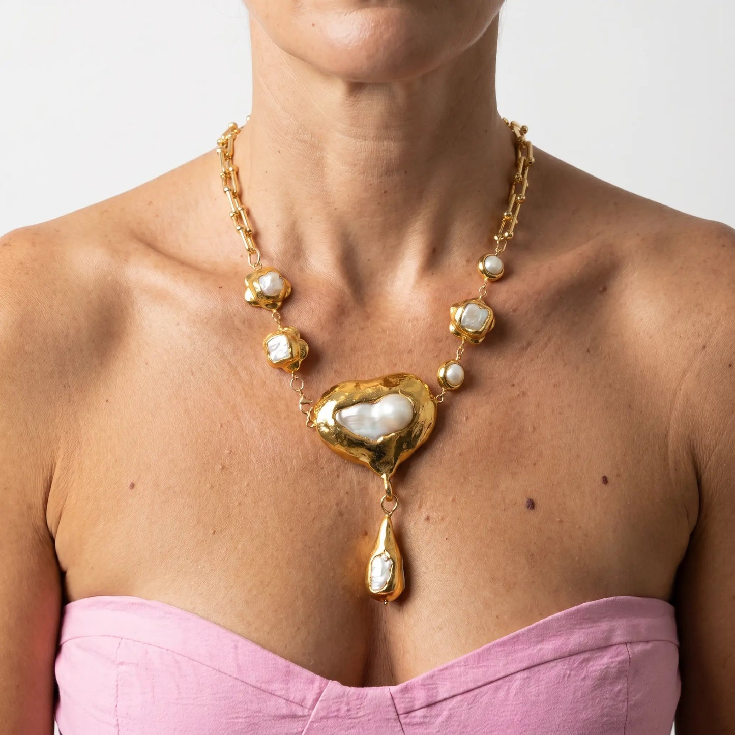 Celestial Ciphers Freshwater Pearl Pendant Necklace - Voisson