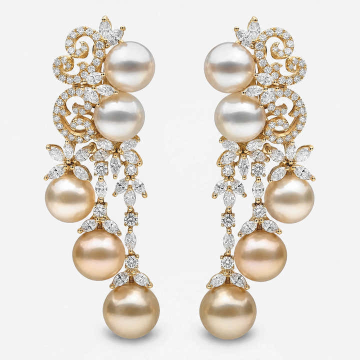 Champagne Gala Pearl Earrings - Voisson