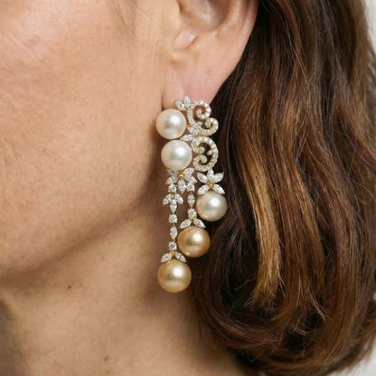 Champagne Gala Pearl Earrings - Voisson