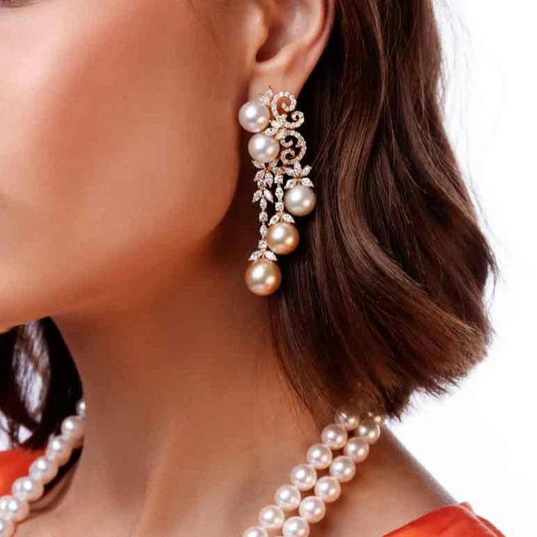 Champagne Gala Pearl Earrings - Voisson