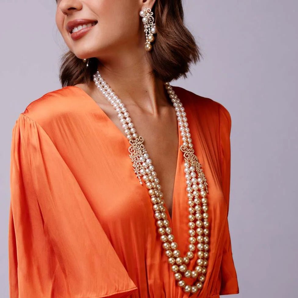 Champagne Gala Pearl Earrings - Voisson