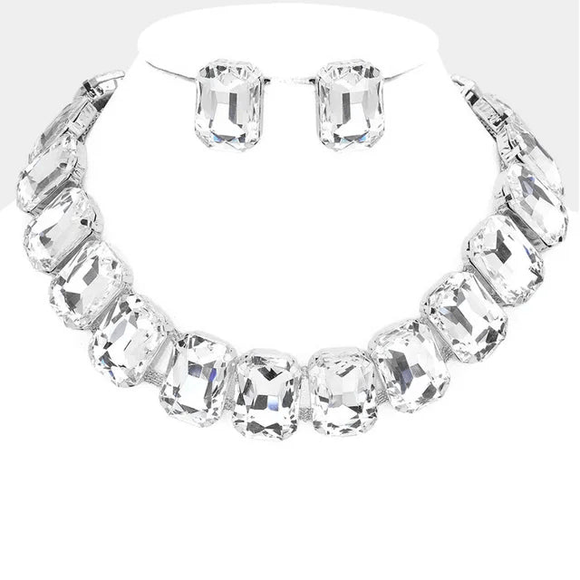 Chunky Rhinestone Square Set - Voisson